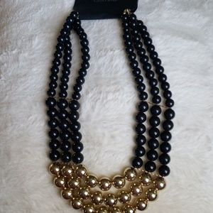 NWT Black and Gold Beaded Necklace